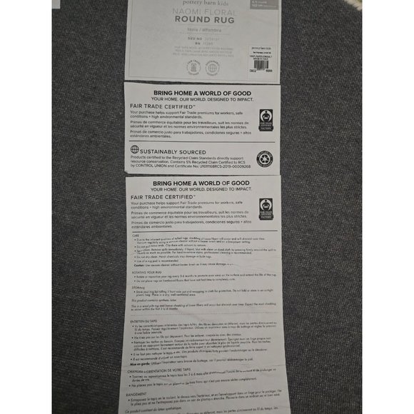 Pottery Barn Kids 100% Wool NAOMI FLORAL ROUND RUG 5 FT Round FAIR TRADE- READ - Picture 16 of 16